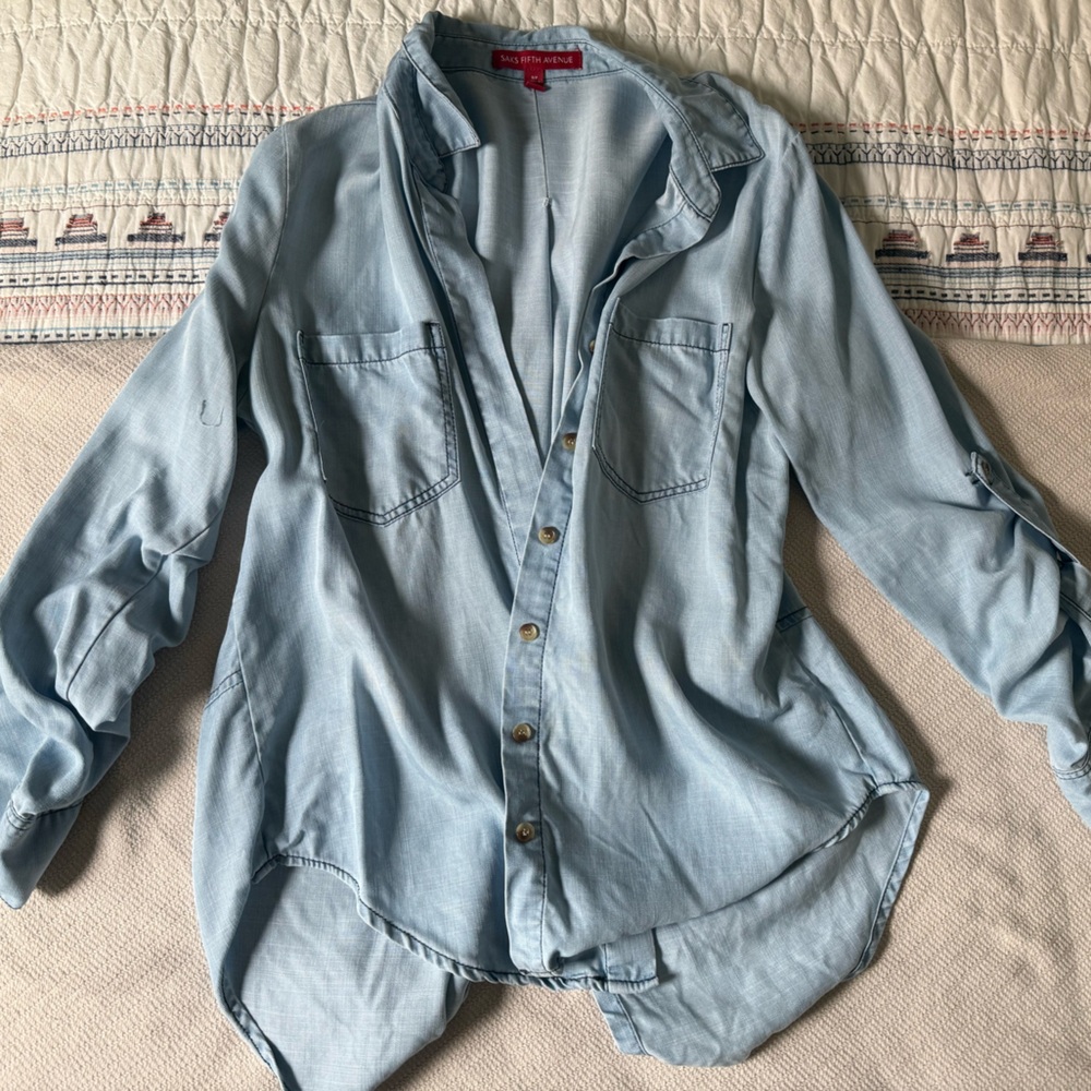 Saks Fifth Avenue Light Blue Chambray Shirt